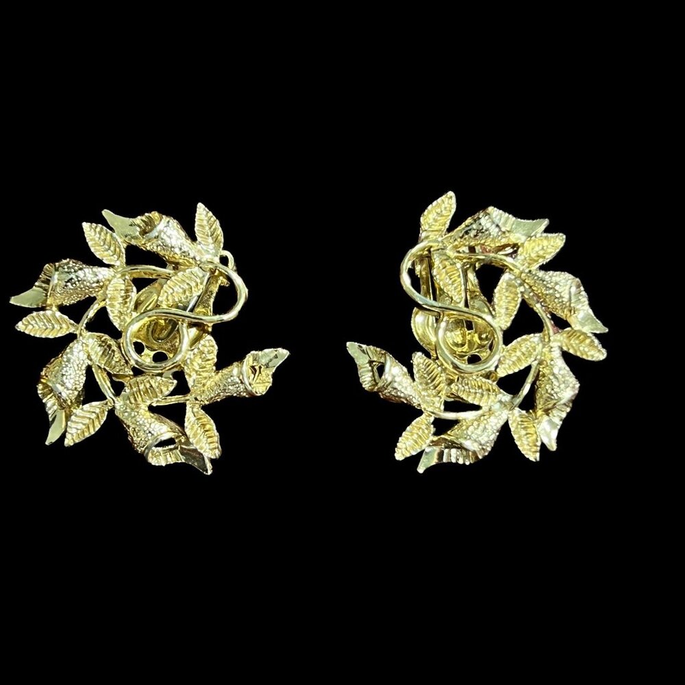 Clip On Earrings Womens Gold Tone‎ Grape Leaves Floral Jewelry Costume